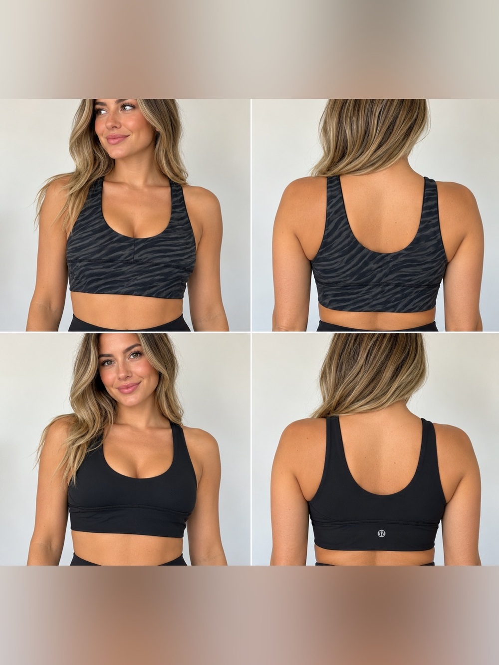 Lululemon Reversible Sports Bra Black & Grey Zebra Print